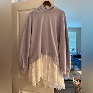 Anthropology Pilcro Light Purple Twofer Dress with Lace Detail